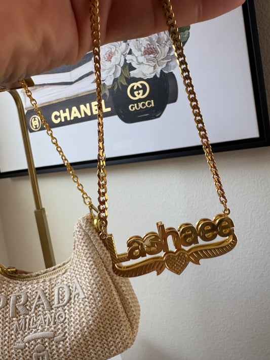 DOUBLE PLATED NAMEPLATE NECKLACE